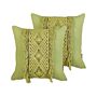 Decorative Cushion Set Of 2 Green Cotton Macramé 45 X 45 Cm With Tassels Rope