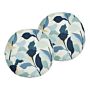 Set Of 2 Garden Cushions Blue Polyester ⌀ 40 Cm Leaf Pattern Modern Outdoor Decoration Water Resistant