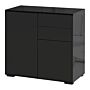 Homcom High Gloss Sideboard, Side Cabinet, Push-open Design With 2 Drawer, Black