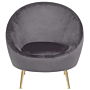 Tub Chair Grey Velvet 76l X 80w X 81h Cm Accent Gold Legs