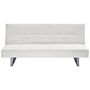 Sofa Bed White Faux Leather Convertible 3 Seater Armless