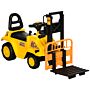 Homcom Kids Ride On Forklift Truck With Fork And Tray, Ride On Tractor With Under Seat Storage, Treaded Wheels, No Power Design, Controllable Level