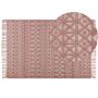 Rug Pink Wool Polyester 160 X 230 Cm Geometric Pattern Tassels