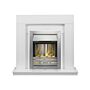 Adam Malmo Fireplace In White With Helios Electric Fire In Brushed Steel, 39 Inch