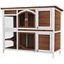 Pawhut Two-tier Wooden Pet Hutch With Openable Roof, Slide-out Tray