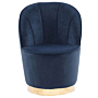 Armchair Dark Blue Velvet Gold Metal Base Round Accent Tub Chair