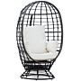 Outsunny Swivel Egg Chair, Rattan Outdoor Chair With Cushion And Pillow For Balcony, Garden, Patio, Black