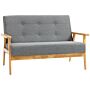 Homcom Modern 2-seat Sofa Linen Fabric Upholstery Tufted Couch With Rubberwood Legs Dark Grey