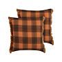 Set Of 2 Decorative Cushions Orange And Black 45 X 45 Cm Chequered Pattern With Fringes Retro Décor Accessories