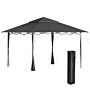 Outsunny 4 X 4m Pop-up Gazebo Double Roof Canopy Tent With Roller Bag & Adjustable Legs Outdoor Party, Steel Frame, Dark Grey