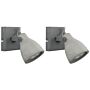 Set Of 2 Wall Lamps Grey Sconce Concrete Natural Cement Adjustable Shade