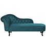 Chaise Lounge Teal Left Hand Velvet Buttoned