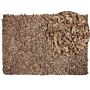 Area Rug Shaggy Beige Leather 140 X 200 Cm Shag Pile Rectangular Handcrafted