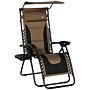 Outsunny Zero Gravity Lounger Chair, Folding Reclining Patio Chair With Shade Cover, Cup Holder And Headrest For Poolside, Brown