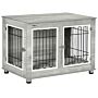 Pawhut Dog Crate Furniture Side End Table With Soft Washable Cushion, Indoor Dog Kennel With Wire Mesh, Large Top, For Medium And Large Dogs