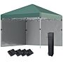 Outsunny 3 X 3 (m) Pop Up Gazebo With 2 Sidewalls, Leg Weight Bags And Carry Bag, Height Adjustable Party Tent Event Shelter, Green