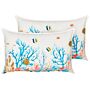 Set Of 2 Scatter Cushions Multicolour Cotton 30 X 50 Cm Marine Pattern Rectangular Polyester Filling