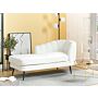 Chaise Lounge Cream White Boucle Upholstery Black Metal Legs Right Hand