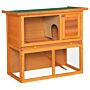 Pawhut 2-tier Rabbit Hutch Wooden Guinea Pig Hutch Double Decker Pet Cage Run With Sliding Tray Opening Top