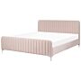 Bed Frame Pastel Pink Velvet Eu Super King Size 6ft Tufted Headboard Metal Legs Modern Design