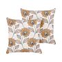 Set Of 2 Scatter Cushions Multicolour 45 X 45 Cm Throw Pillow Floral Pattern Flower Motif Removable Cover With Filling