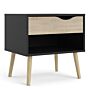 Oslo Bedside 1 Drawer In Black And Oak