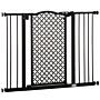 Pawhut 74-105 Cm Pet Safety Gate Barrier Stair Pressure Fit With Auto Close And Double Locking For Doorways, Hallways, Black