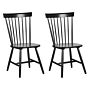 Set Of 2 Dining Chairs Black Rubberwood Rustic Vintage High Spindle Back Painted