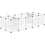 Pawhut Pet Playpen Diy Small Animal Cage 18 Panels Portable Metal Wire Yard Fence For Guinea Pigs Hedgehogs, 175 X 70 X 45 Cm, White