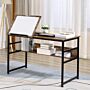 Homcom Adjustable Drafting Table Art Desk Drawing Table, Craft Desk Workstation For Painting, Multifunctional Writing Desk W/ 15-level Tabletop