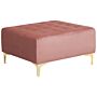 Ottoman Pink Velvet Tufted Fabric Square Footstool Gold Legs