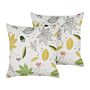 Set Of 2 Decorative Cushions Off-white Velvet 45 X 45 Cm Leaf Pattern