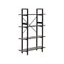 Bookcase Dark Wood Black Metal Steel Frame 4 Tier Open Back Adjustable Feet