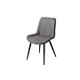 Aspen Diamond Stitch Grey Fabric Dining Chair, Black Tapered Legs (pair)