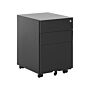 Office Storage Unit Black Steel With Castors 3 Drawers Key-locked