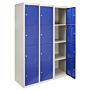 3 X Metal Storage Lockers - Four Doors, Blue - Flatpack