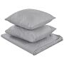 Bedspread Grey Polyester Fabric 140 X 210 Cm With Cushions Embossed Pattern Decorative Throw Bedding