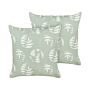 Set Of 2 Garden Cushions Green Polyester 45 X 45 Cm Leaf Pattern Motif Modern Design Throw Scatter Pillow