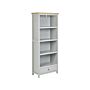 Bookcase Grey Light Wood Particle Board 4 Shelves Short Storage Unit