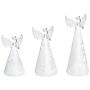 Set Of 3 Decorative Angels White Glass Led Illuminated Figurines Christmas Holiday Season Decoration