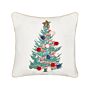 Scatter Cushion White 45 X 45 Cm Christmas Tree Pattern Cotton Removable Covers