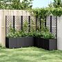 Vidaxl Garden Planter With Trellis Black 160x160x140 Cm Pp