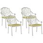 Set Of 4 Garden Chairs White Aluminium With Vintage Cushions