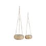 Set Of 2 Hanging Plant Pots Natural Seagrass 27 X 86/ 22 X 69 Cm Home Accessory Planter Boho Style Beliani