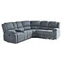 Power Recliner Sofa Grey Fabric Corner Sofa 5 Seater Cup Holder Usb Port