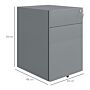 Vinsetto Lockable Cabinet, Rolling Filing Cabinet With 3 Drawers, Steel Office Drawer Unit For A4, Letter, Legal Sized Files