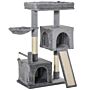 Pawhut Cat Tree Tower 111cm Climbing Kitten Activity Centre With Sisal Scratching Post Pad Perch Hanging Ball Hammock Condo Toy Grey