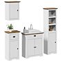 Vidaxl 4 Piece Bathroom Furniture Set Bodo White And Brown Solid Wood Pine