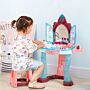 Homcom 31 Pcs Kids Dressing Table Set With Magic Princess Mirror, Musical Pretend Toy W/ Beauty Kit Mirror Light & Music, For 3-6 Years Old Blue+pink