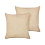 Set Of 2 Decorative Cushions Sand Beige Boucle 45 X 45 Cm Woven Removable With Zipper